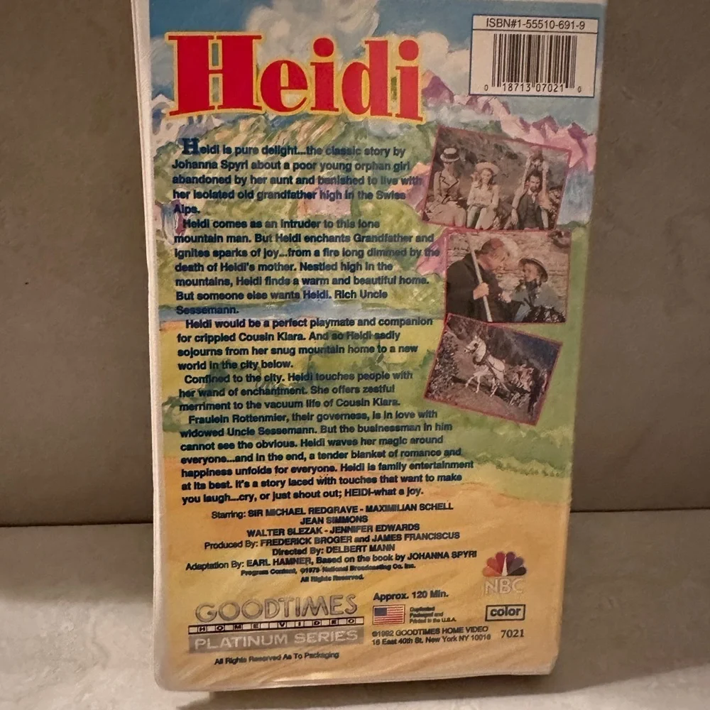 Vintage "HEIDI" (VHS Tape 1992)Clamshell Maximilian Schell Jennifer Edwards - Picture 2 of 3